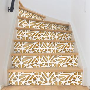 Zelfklevende stickers voor trappen en tegels | Sticker Riser sticker Cementtegels kleeftegels - WIT ONTWERP HOUT