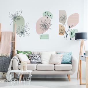 Wall decals artistic flowers and paint stains