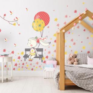 Wall decals rabbit in the flowered park