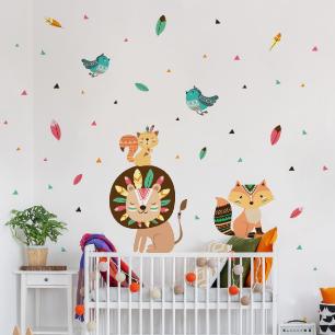 Lion and magic feathers wall decal