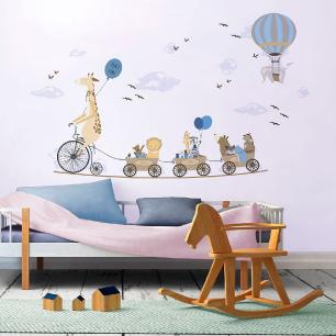 Lion and his friends on a ride wall decal