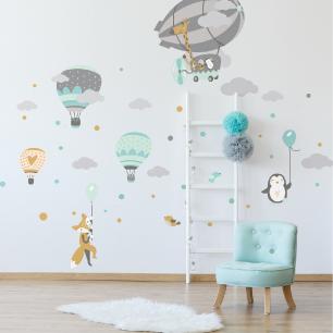 Hot air balloons and acrobats wall decal