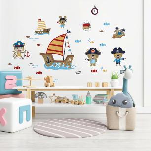 Wall decal pirate bear cubs and the magic treasure