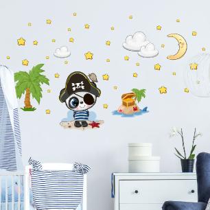 Wall decals pirate panda and 70 stars
