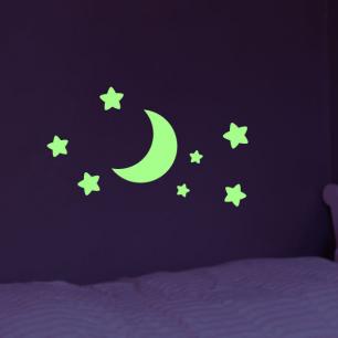 Stickers Phosphorescent Lune et Étoiles