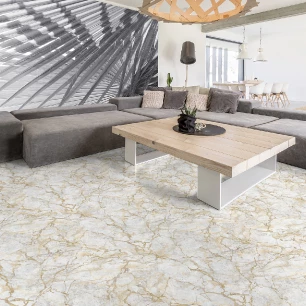 Wall decal anti-slip floor white marble golden line floor