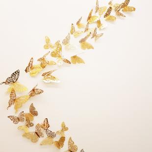 3D Golden Butterflies - Stickers muraux de papillons dorés