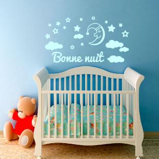 Stickers Personnalisé Bonne nuit bébé - Autocollant muraux et deco