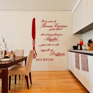 Wall sticker quote decoration Bonne cuisine si au départ  Paul Bocuse