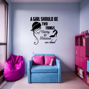 Wall decal quote A girl should be two things - Coco Chanel - Wall Decal  QUOTE WALL STICKERS English - ambiance-sticker