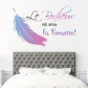 Quote Wall Sticker Le Bonheur Est Sous La Couette Design Fancy Wall Decals Quote Wall Stickers French Ambiance Sticker