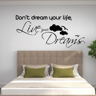 DON'T DREAM YOUR LIFE LIVE YOUR DREAMS WALL QUOTE DECAL PVC WORDS STICKER DECOR
