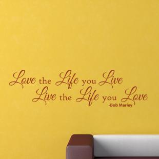 Wall Decal Love The Life You Live Live The Love You Live Bob Marley Wall Decal Quote Wall Stickers Celebrities Ambiance Sticker