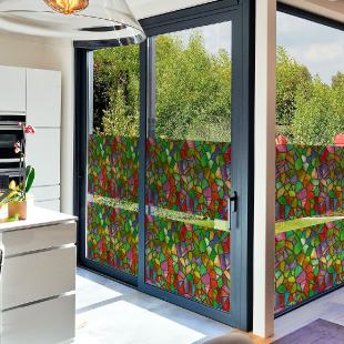 Adhesivo opaco y privacidad para ventana 200 x 40 cm vidrieras multicolores  – Vinilos Negocios Vinilos Escaparates - Ambiance-sticker