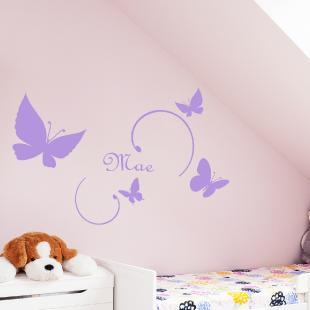 Wall decal And butterflies Customizable Names
