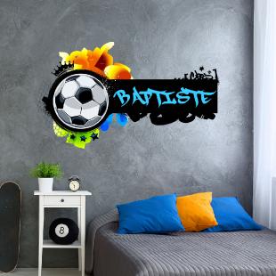 Stickers Ballon de Football avec prénom - Décoration chambre d