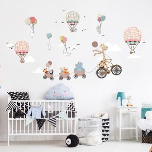 Decoration chambre, bebe, nuages, montgolfiere murales, à coller, 3D -   France