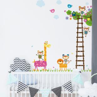 Poster Échelle de hauteur des enfants avec des animaux drôles - FR
