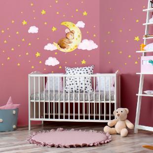 Rose nounours wall stickers art decal papier bébé enfant nurserie chambre de vos enfants 