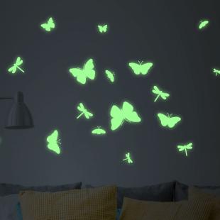 Stickers phosphorescents libellules et papillons – CHAMBRE ENFANTS  Phosphorescents - Ambiance-sticker