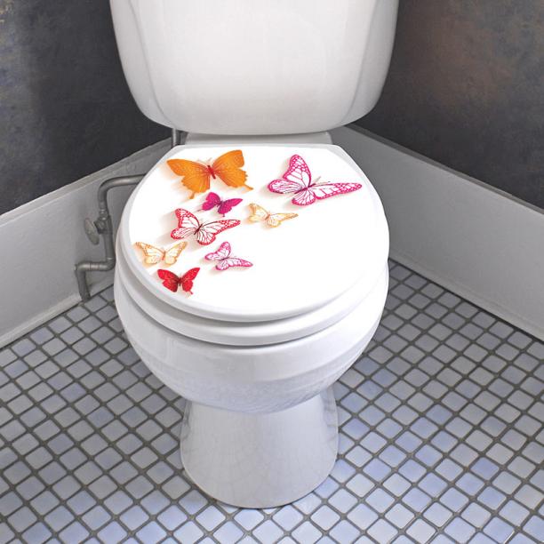 2 Adhésif pour carrelage orchidée Siège Stickers Rose Orchids conception Écran Abattant pour toilettes WC incl 