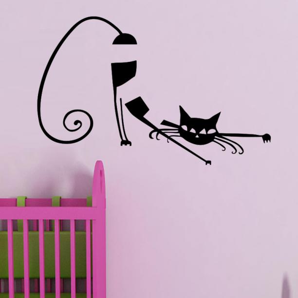 Sticker Tête de Chat avec texte Miaou - Décoration murale chambre