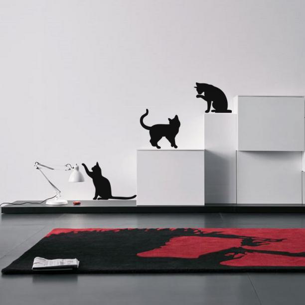 Sticker pour facade de boîte aux lettres, les chats heureux