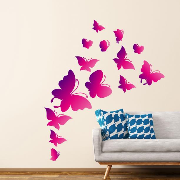 Stickers chambre fille papillons adhésif déco & stickers muraux - ambiance- sticker