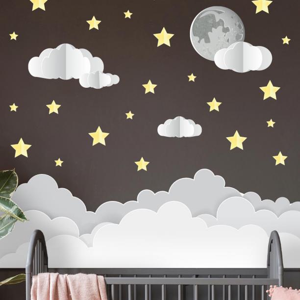 Sticker enfant nuage doux rêves - Tissu adhésif enlevable - DECO-VITRES