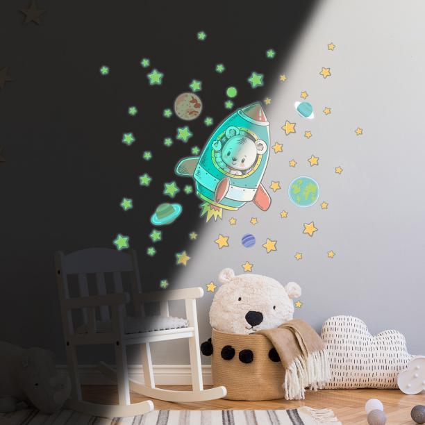 Ambiance Sticker Adhésifs Phosphorescent Autocollant Lumineux | Voie Lactée  Fluorescente pour Chambre d'enfants | 240 pétites étoiles et planètes