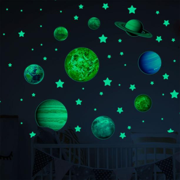 Ambiance Sticker Adhésifs Phosphorescent Autocollant Lumineux | Voie Lactée  Fluorescente pour Chambre d'enfants | 240 pétites étoiles et planètes