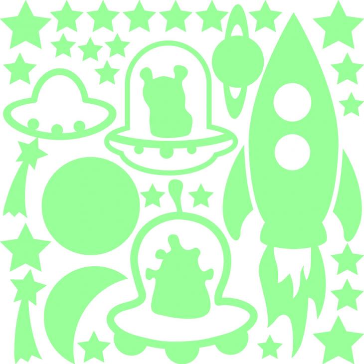 Stickers muraux phosphorescent - Sticker mural Sticker phosphorescent Extraterrestre en ciel - ambiance-sticker.com