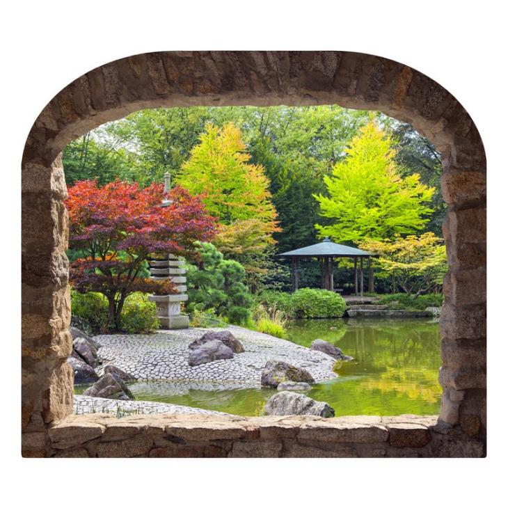 Sticker muraux trompe l'oeil - Sticker mural Jardin japonais - ambiance-sticker.com