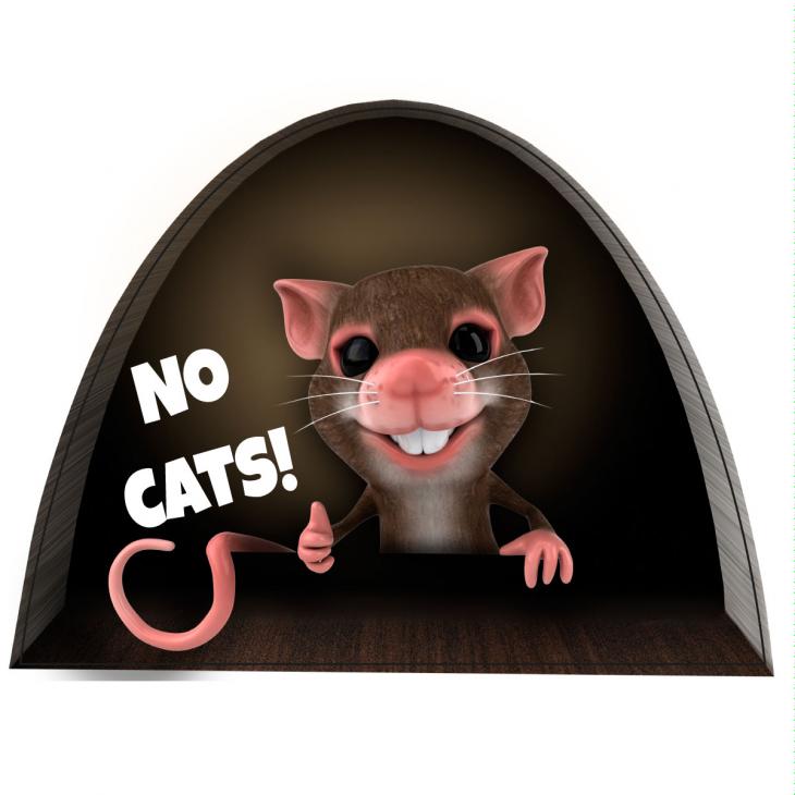 Sticker muraux trompe l'oeil -  Sticker trompe l'oeil Trou de souris no cats! - ambiance-sticker.com