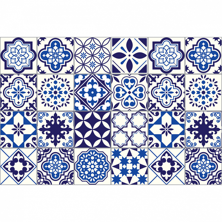 stickers carreaux de ciment - 24 stickers carrelages azulejos Eusebio - ambiance-sticker.com