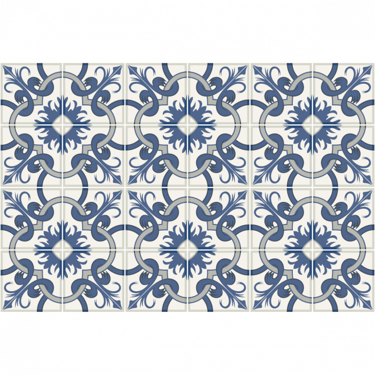 muurstickers cement tegels - 24 muurstickers tegels azulejos Porzia - ambiance-sticker.com