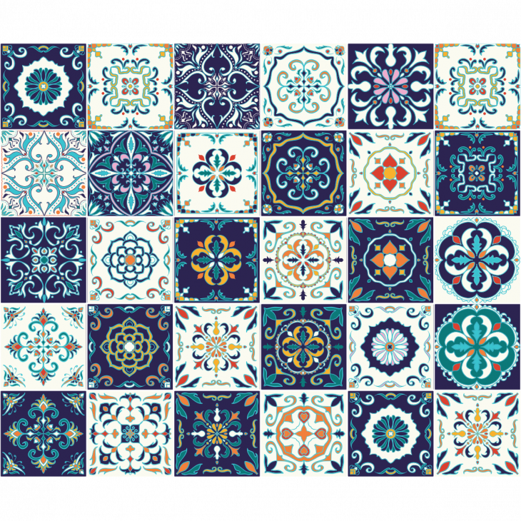 stickers carreaux de ciment - 30 stickers carrelages azulejos Forlì - ambiance-sticker.com