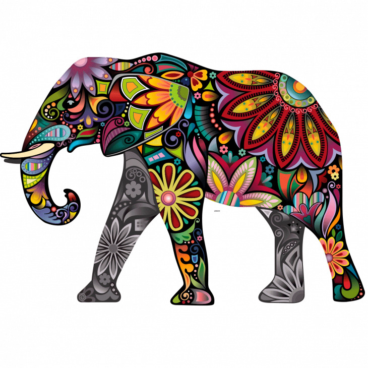 Stickers muraux enfants - Sticker l'éléphant coloré d'Inde - ambiance-sticker.com