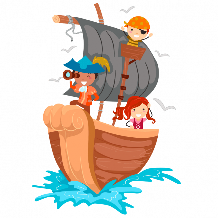 Stickers muraux pour les enfants - Sticker pirates à la mer - ambiance-sticker.com