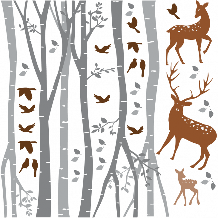 Stickers muraux Animaux - Stickers animaux du bois d'hiver - ambiance-sticker.com