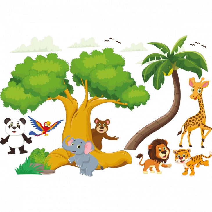 Stickers muraux Animaux - Stickers animaux sous les arbres - ambiance-sticker.com
