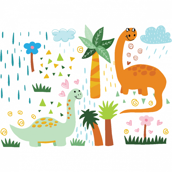 Stickers enfant animaux - Stickers dinosaures joyeux - ambiance-sticker.com