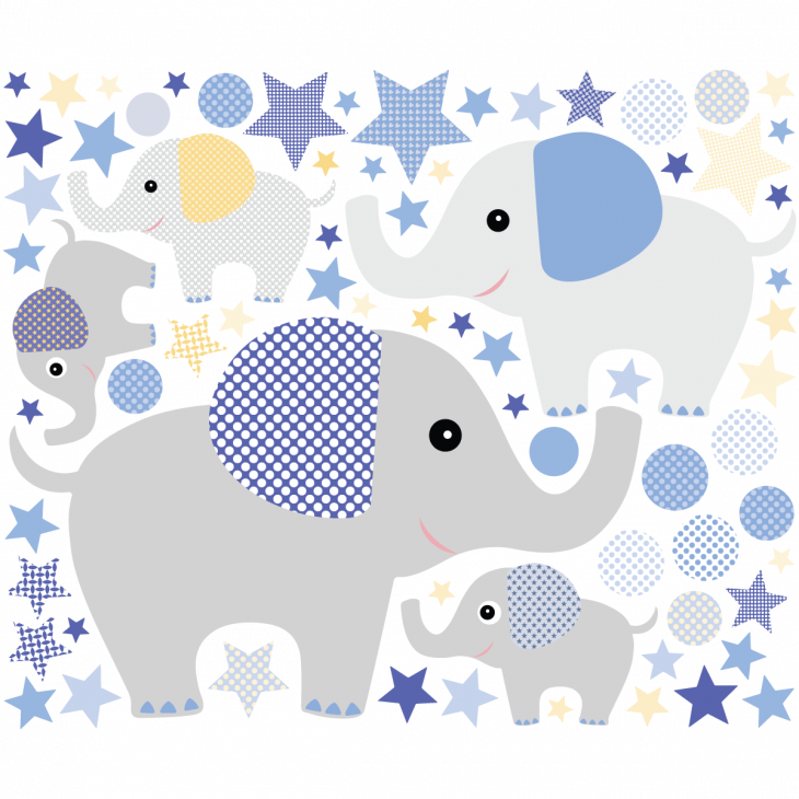 Stickers muraux Animaux - Stickers éléphants adorables - ambiance-sticker.com