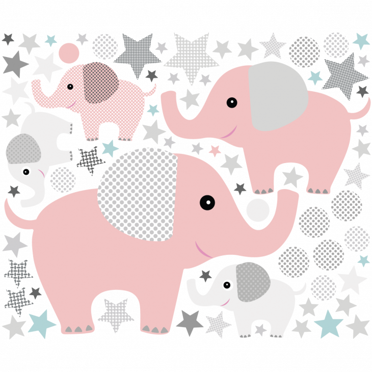 Stickers muraux Animaux - Stickers éléphants charmants - ambiance-sticker.com