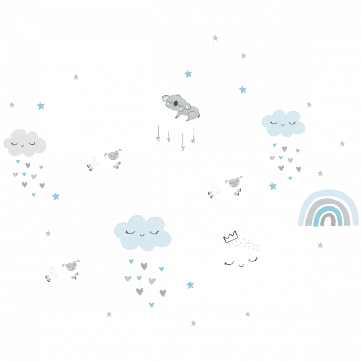 Stickers muraux Animaux - Stickers scandinaves nuages et les animaux de l'espace - ambiance-sticker.com