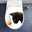 Adesivi de pareti per WC - Adesivo abbattendo wc gatto nero e pesce di oro - ambiance-sticker.com