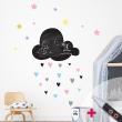 Adesivi murali lavagne - Adesivo ardesia cielo stellato nuvola e pioggia di cuori + 1 gesso liquido bianco - ambiance-sticker.com