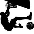 Adesivi murali di fugure umane - Adesivo Giocatore di basket su un cerchio - ambiance-sticker.com