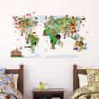 Adesivi murali per bambini - Adesivo mappa del mondo etnico - ambiance-sticker.com