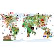 Adesivi murali per bambini - Adesivo mappa del mondo etnico - ambiance-sticker.com
